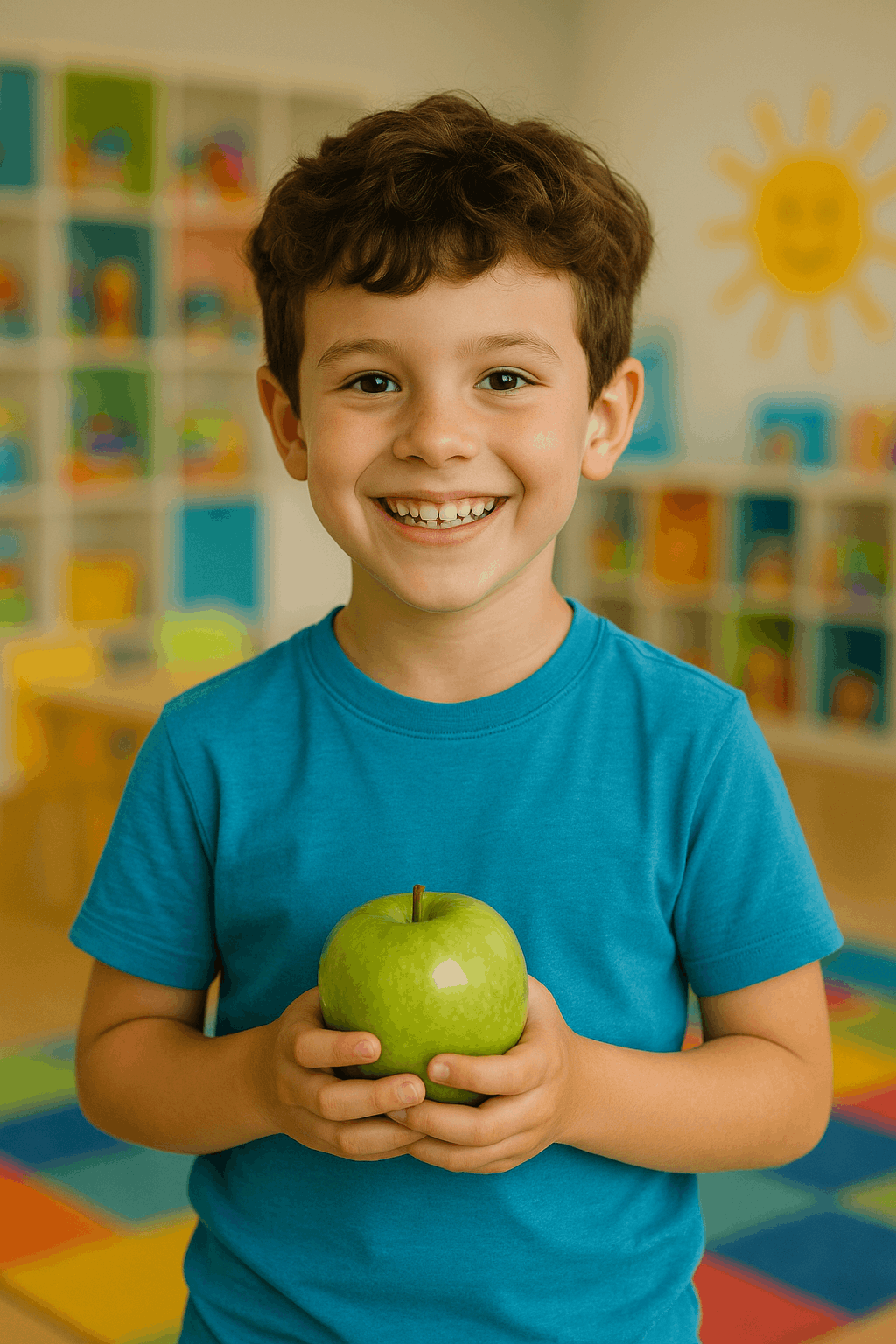 A happy child at a kids learning center in Kuwait